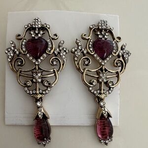 Elegant Gold and Purple Statement Earrings